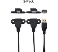 KALANKA-Câble d'extension de Chargement USB 2.0, Câble USB 2.0 mâle à 2 câble de Montage sur Panneau Femelle USB 2.0 avec Trou de vis pour Armoire à vin, hôtel, mobilier (1.5m*2)