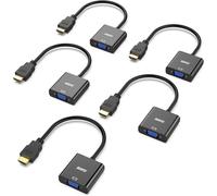 KALANKA-- Câble HDMI vers VGA, plaqué Or, Lot de 5, mâle-Femelle pour Ordinateur, Ordinateur Portable, PC, Moniteur, projecteur, HDTV, Chromebook, Raspberry Pi, Roku, Xbox et Plus, Noir