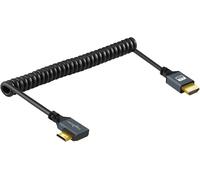KALANKA-Câble Mini HDMI vers HDMI Spiralé Coudé à Gauche, Câble Mini HDMI vers HDMI Spiralé 3D/4K 1080p étiré jusqu'à 1,5M