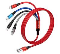 Kalanka-Câble Multi Usb 3a 1.2m, Câble De Charge Tressé Universel 4 En 1 Avec 2*Type C/Ip/Micro Usb Connecteurs, Pour Samsung Galaxy S24 S23 S10 S9 A51, Huawei, Sony, Nokia, Moto, Xiaomi, Lg, Ps4