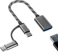 Kalanka-Câble Otg 2 En 1 Micro Usb Type C Adaptateur Port Pour Apple 15 Pro Max Plus Ipad 10, Air4/5, Mini6, Pro 12.9 Thunderbolt Android Convertisseur Souris Caméra Cordon Dongle Compatible Avec Sam