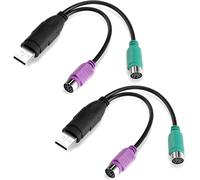 KALANKA-Câble PS2 vers USB, 2 adaptateurs de souris avec port USB, adaptateur clavier PS2 vers USB, cordon convertisseur PS2 vers USB 2.0, adaptateur PS2 femelle vers USB une prise mâle, adaptateur P