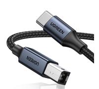 KALANKA-Câble Scanner Imprimante Thunderbolt 3 Type C vers USB B Nylon Tressé Noir Compatible avec MacBook Pro Air iPad iMac Chromebook Pixel XPS 17 15 (1M)
