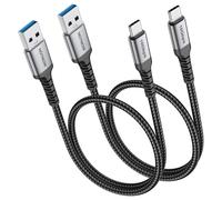 KALANKA-Câble USB C Android Auto 50cm Pack de 2, 10Gbps USB 3.1 Câble USB vers USB C transfert de données et cordon de charge rapide Compatible avec Samsung T7 SSD, Galaxy S24 S9, iPhone 16, iPad Pro