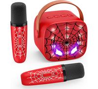 KALANKA-Cadeau Garcon 3-12 Ans, Micro Karaoke Enfant avec 2 Micro sans Fil Bluetooth Spider Jouet Garcon 3-12 Ans Micro Enceinte Karaoké Cadeau Pâques Enfant 3-12 Ans Microphone Enfant pour Chanter