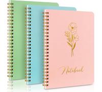 KALANKA-Cahier à Spirale 3 Pièces, 14 x 20 cm Ligné Sprial Journal Notebook, A5 100 g/m² Déchirer le Papier Carnet de Notes, Cahier de Brouillon pour Femme Homme Travail de Bureau