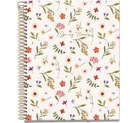 KALANKA-- Cahier A5 (148 x 210 mm), Bandes horizontales 7 mm, 100 Feuilles 70 g/m², Couverture cartonnée crème, 4 bandes de couleur, Spirale cuivre, Collection Spring Flowers, Fleurs