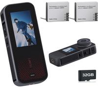 KALANKA-Camera Sport 1080P FHD avec Carte Mémoire 32GB,Caméra Sportive à Double écran,avec Deux Piles Rechargeables1350mAh Camera Moto et kit d'accessoires