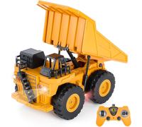 KALANKA-Camion Benne Télécommande, Camion Enfant Camion Jouet Camion Poubelle 6 Canaux Échelle 1:24 Camion Chantier Télécommandée avec LED et Son