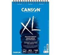 KALANKA-CANSON Album 30 Feuilles XL MIX MEDIA - Spiralé Petit Côté - A5 160g/m² Grain Léger - Blanc
