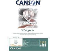 KALANKA-CANSON "C" à Grain - Bloc 30 feuilles de papier croquis - Grain fin - A3 - 125g/m² - Blanc naturel