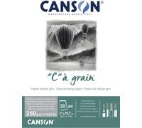 KALANKA-CANSON 'C' à Grain - Bloc 30 feuilles de papier dessin A4 - 250g/m² - Gris chiné