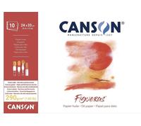Kalanka-Canson Figueras - Bloc 10 Feuilles De Papier Blanc Pour Peinture À L'huile - Grain Toile De Lin - 24 X 33 Cm - 290g/M²