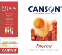Kalanka-Canson Figueras - Bloc 10 Feuilles De Papier Huile - Grain Toile De Lin - 18 X 24 Cm - 290g/M² - Blanc