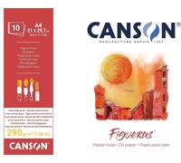 Kalanka-Canson Figueras - Bloc 10 Feuilles De Papier Huile - Grain Toile De Lin - 21 X 29,7 Cm - 290g/M² - Blanc, A4