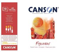 Kalanka-Canson Figueras - Bloc 10 Feuilles De Papier Huile - Grain Toile De Lin - 29,7 X 42 Cm - 290g/M² - Blanc, A3