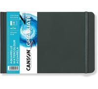 KALANKA-CANSON Graduate Book Aquarelle - Carnet cousu 56 pages - Double Face : Grain Fin et Grain léger - 21,6 x 14 cm - 250g/m² - Blanc