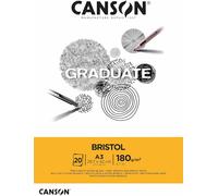 Kalanka-Canson Graduate Bristol - Bloc 20 Feuilles De Papier Extra-Blanc A3 180g/M²