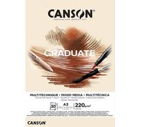 KALANKA-CANSON Graduate Mixed Media - Bloc 30 feuilles de papier polyvalent A3 - 220g/m² - Naturel