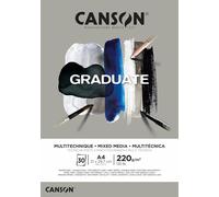 KALANKA-CANSON Graduate Mixed Media - Bloc 30 feuilles de papier polyvalent A4 - 220g/m² - Gris
