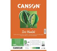 KALANKA-CANSON Iris Vivaldi - Paquet 25 feuilles de papier A3 - 185g/m² - Assortiment de vert