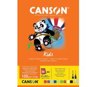 KALANKA-CANSON Kids Création couleur - Bloc 30 feuilles A4 - 120g/m² - 10 couleurs assorties