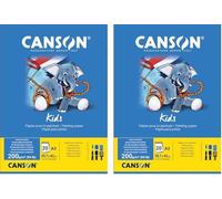 KALANKA-CANSON Kids Peinture - Bloc 20 feuilles A3 - Grain léger - 200g/m² - Blanc (Lot de 2)