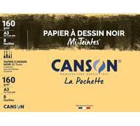 KALANKA-CANSON Mi-Teintes - Pochette 8 feuilles de papier dessin noir A3 - 160g/m²