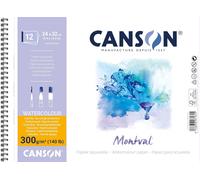 Kalanka-Canson Montval - Album Spiralé 12 Feuilles Papier Aquarelle 24x32-300g/M² - Grain Fin