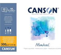 Kalanka-Canson Montval - Bloc 12 Feuilles Papier Aquarelle Grain Fin - A4-300g/M², Blanc