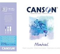 KALANKA-CANSON Montval - Bloc 12 feuilles papier aquarelle grain nuage - 18 x 25 cm - 270g/m² - Blanc