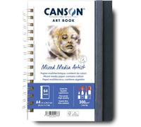 Kalanka-Canson - Professional Book - Papier Multitechnique - Grain Fin - 300g/M² - Carnet Spiralé - A4-21x29-7cm - Blanc - 28 Feuilles