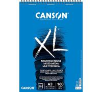 KALANKA-CANSON XL Mix Media - Album spiralé petit côté 30 feuilles - Grain léger - A3-160g/m² - Blanc