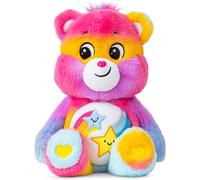 KALANKA-Care Bears Dare to Care Bear 35 cm Peluche ¿ Ours Doux et coloré pour Enfants dès 4 Ans, Cadeau câlin avec Badge Unique pour promouvoir la gentillesse et l'acceptation