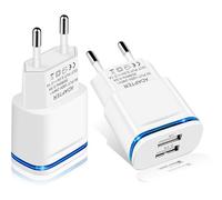 KALANKA-Cargador USB, 2 Paquetes USB Corriente Enchufe Charge de Pared 2.1A/5V Fuentes Dobles Para iPhone XS Max XR X 8/7/6S Plus, Samsung Galaxy/Note S8+/7 LG 6/5, iPad 4/3/2 Air Mini Pod, Xiaomi