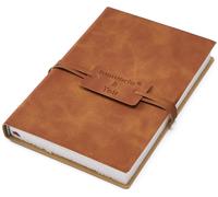 KALANKA-Carnet de croquis en papier aquarelle avec bord vergé - Couverture en cuir vintage - 100 % coton - 300 g/m² - 24 feuilles - Fait à la main - Marron - 19 x 13 cm