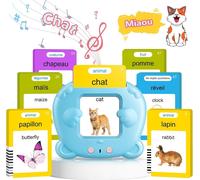 KALANKA-Carte Flash Parlante Francais, Carte Educative Francais, Carte Parlante Montessori Francais pour Enfant, Jouets Educatifs pour Apprendre a Parler, Apprendre 224 Mots, Français/Anglais/Bilingu