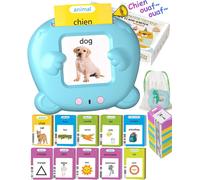 KALANKA-Cartes éducatives pour Jouet Jeux Enfant 2 Ans, Cartes Parlantes Montessori Français, Carte Flash Parlante, Jouets éducatifs, Jeunes Enfants de 1 à 6 pour écouter et Apprendre 224 Mots Bleu
