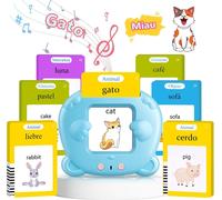 KALANKA-Cartes Flash Parlantes Bilingual (Espagnol et Anglais), Flash Jouets éducatifs pour Enfants de 2 à 6 Ans, Cartes éducatives Enfants pour écouter et Apprendre 224 Mots (Bleu)