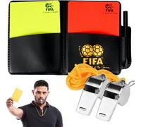 Kalanka-Carton Arbitre Set, Sports Cartes Arbitre Football Avec Carnet D'arbitre, 2 Métal Sifflet Arbitre, Carton Rouge Et Jaune, Crayon, Carton Arbitre Kit Pour Football Basketball Scolaires Sports