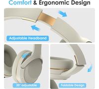 KALANKA-Casque Bluetooth sans Fil Bluetooth 5.3, Casque stéréo HiFi, Style Around-Ear, Micro intégré, Pliable Casque Bluetooth, Casque Audio Circum-auriculaire pour Voyage/Travailler/Téléphoner/PC