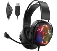 KALANKA-Casque Gaming PS5, Écouteurs Gaming avec Fil, Casque PS5 pour PC, Portable, USB avec Fil de Microphone, Casque pour Jeux avec Lumière RGB pour Console PS4/PS5