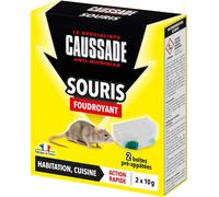 KALANKA-CAUSSADE 2 Boîtes Anti Souris Pré-Appâtées Foudroyant - Prêt à Poser - Lieux secs & humides - Une Ingestion Suffit ¿ 20g CASABOIT2