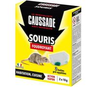 KALANKA-CAUSSADE 2 Boîtes Anti Souris Pré-Appâtées Foudroyant - Prêt à Poser - Lieux secs & humides - Une Ingestion Suffit \u2013 20g CASABOIT2