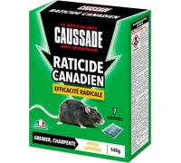 Kalanka-Caussade Raticide Canadien - Anti Rats - Efficacité Radicale - Lieux Secs ¿ 7 Sachets Céréales - Spécial Rats Résistants - Prêt À L'emploi - Une Ingestion Suffit - Fabriqué En France ¿ 140g C