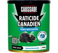 KALANKA-CAUSSADE Raticide Canadien - Anti Rats - Efficacité Radicale ¿ Tous Lieux ¿ 12 Appâts Blocs Pâtes Flocoumafen - Prêt à l'emploi - Une Ingestion Suffit - Fabriqué en France ¿ 300g CARPT300