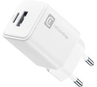 KALANKA-cellularline - Multipower Dual Port 30 W - Chargeur Secteur - pour Tablette, Smartphone et Ordinateur Portable - Sortie : 30 W - 2 Ports : USB + USB-C - Blanc