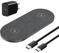 Kalanka-Chargeur À Induction Double 20w Chargeur Sans Fil 2 En 1 Avec Adaptateur Pour Iphone 16/15/14 Pro/13/12/11/Xs Max/Xr/8,Airpods, Samsung Galaxy S25/S24/S23/S22/S21/S20,Note20/10,Galaxy Buds Et