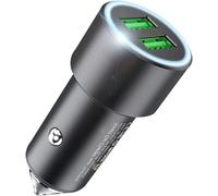 Kalanka-Chargeur De Voiture Quick Charge 3.0 Adaptateur Allume-Cigare À Double Port Usb (Input: Dc 12-24v / Output: Dc 5v=2.4a) Compatible Avec Iphone, Samsung, Xiaomi, Huawei, Oppo, Etc. (Noir)