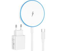 KALANKA-Chargeur Induction iphone avec Adaptateur Rapide 20W, Compatible avec Mag Safe pour iPhone 17/16/15/14/13/12/AirPods 4/3/2/Pro,Magnétique Chargeur Induction Fil à Recharge Rapide 15W avec Voy